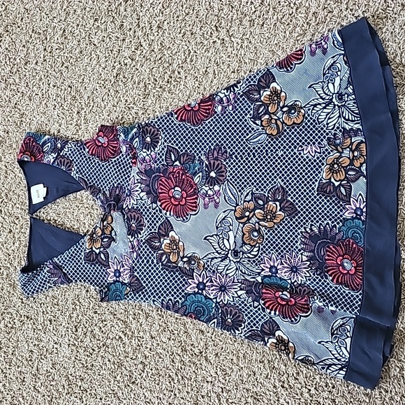 SALE Anthropologie Maeve Fairchild Flared Dress Fit & Flare Floral Stretch Large - Picture 4 of 9